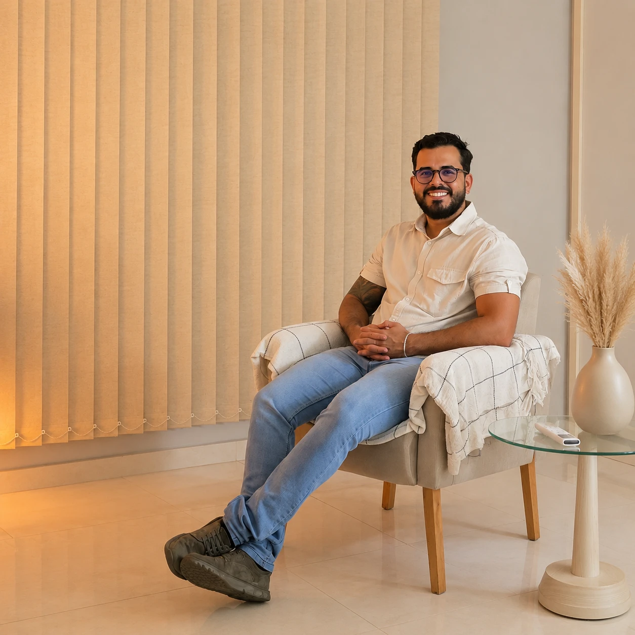 Dr. Paulo Farias Carvalho sentado, em ambiente acolhedor